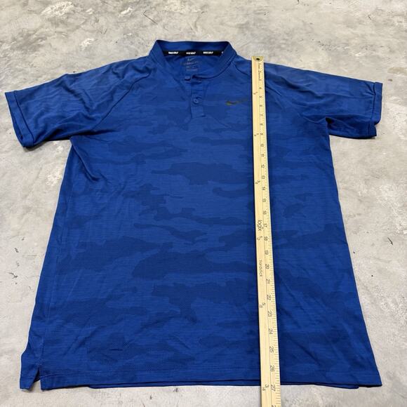 Nike Tiger Woods TW Polo Shirt Blue Camo Zonal Cooling Blade Collar Mens Medium - Picture 2 of 8